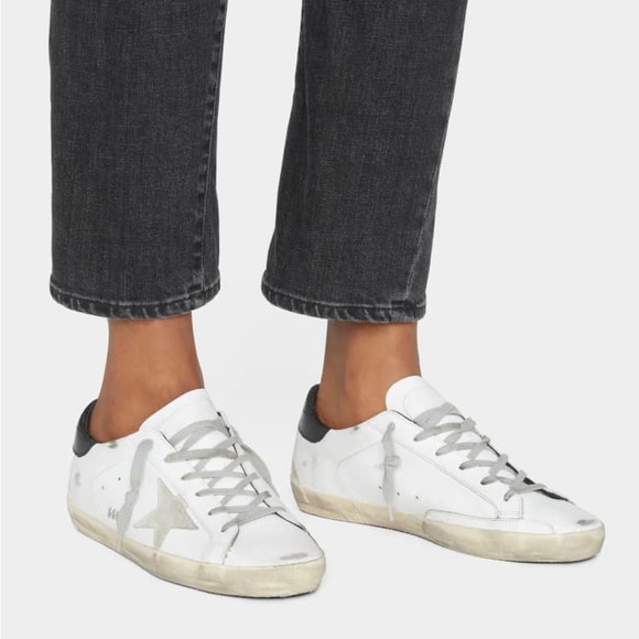 Golden Goose Shoes - NEW GOLDEN GOOSE Superstar White WIth Navy pull tabs Gray Suede stars Size 6